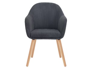Chaise de salle à manger 53,5x46x83,5cm, bois et métal, dossier avec accoudoirs, gris foncé, design moderne