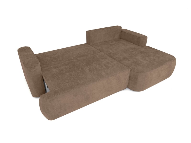  Canapé d'angle droit cassis avec coffre de rangement en tissu chenille - marron glacé CASSIS - Conforama C