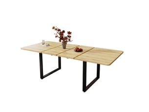 Table à manger extensible 140-220x80 cm mdf coloris naturel, pieds en métal