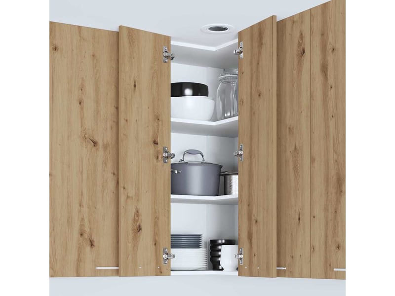  Meuble de rangement cuisine, armoire suspendue chêne artisan et blanc 57x57x100cm  - Conforama D