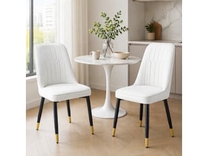 Chaises de salle à manger avec dossier ergonomique  - assise rembourrée, pu et métal - blanc et noir