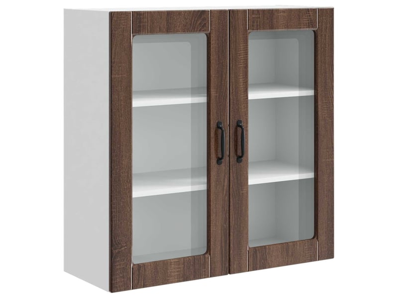 Meuble mural de cuisine, cabinet en verre mural chêne brun 80x31x80cm shl9325 - Conforama A