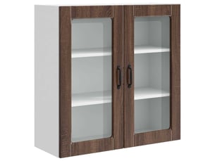 Meuble mural de cuisine, cabinet en verre mural chêne brun 80x31x80cm shl9325