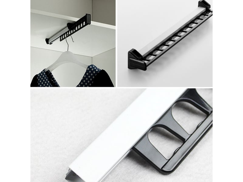  Porte-vêtements armoire garde-robe extractible coulissant pour cintre support portemanteau pour pour 12 cintres longueur 315 mm lot de 1, noir  - Conforama E