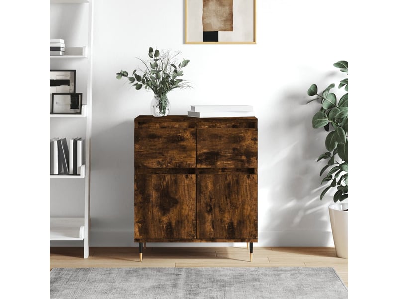  Buffet - bahut - meuble de rangement chêne fumé 60x35x70 cm bois d'ingénierie  - Conforama B