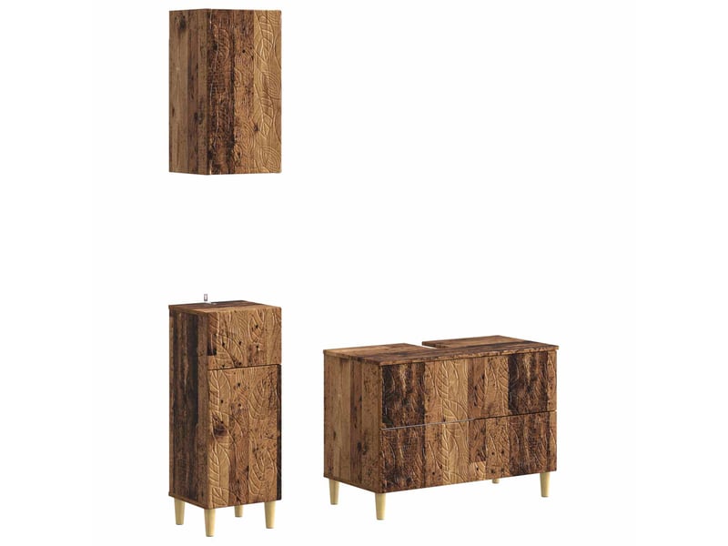 Ensemble de meuble de salle de bain 3 pièces delft bois ancien cf63374 - Conforama A