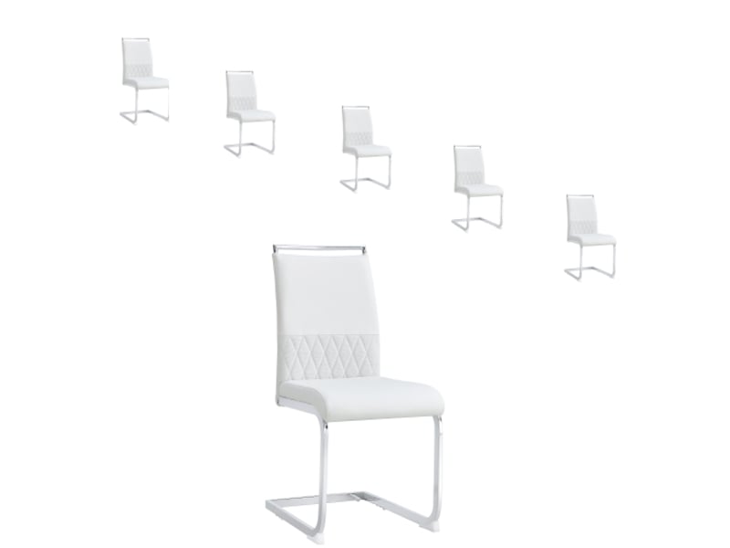 Lot de 6 chaises pour salle à manger en simili-cuir, chaise de bureau- blanc  - Conforama A