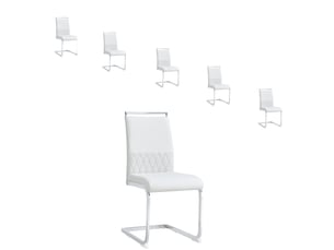 Lot de 6 chaises pour salle à manger en simili-cuir, chaise de bureau- blanc