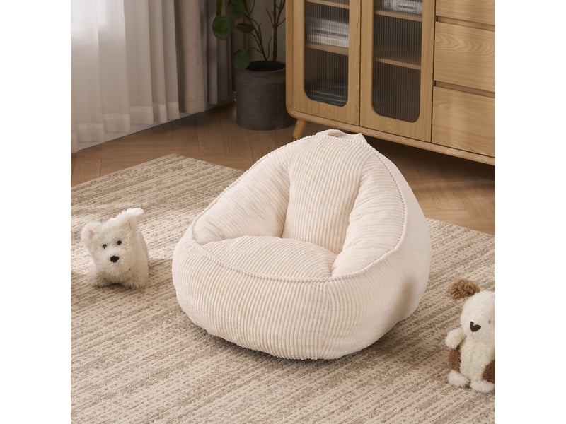  Fauteuil pouf enfant beige en peluche - petit pouf moelleux et confortable pour chambre et salle de jeux  - Conforama C