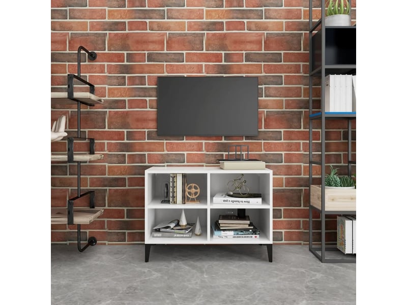  Meuble tv banc tv avec pieds en métal blanc 69,5x30x50 cm  - Conforama B