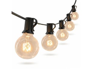 Lumiere de corde exterieure 30 m g40 50 lampes blanc chaud verre ip44 +4 de rechange