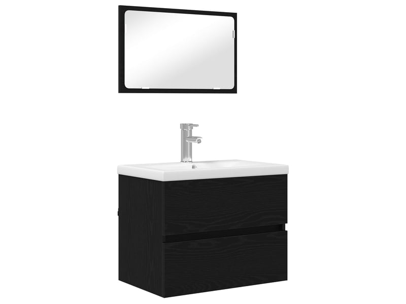 Ensemble de mobilier de salle de bain 3 pièces chêne noir cf64455 - Conforama A