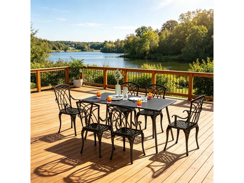  Table de terrasse moderne, table de jardin élégante, table à manger extérieure pratique, design chic  - Conforama E