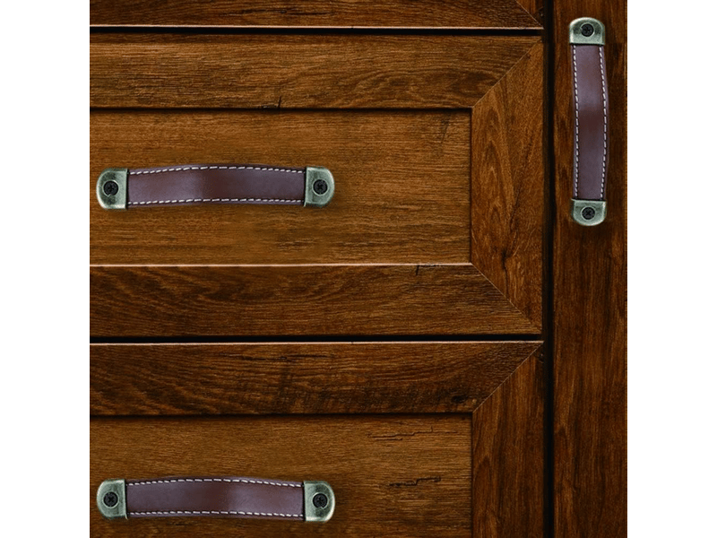  4 poignées en cuir pour meubles, cuisine, porte, tiroir, pommeaux vintage pour armoires, 160 mm (kaki)  - Conforama E