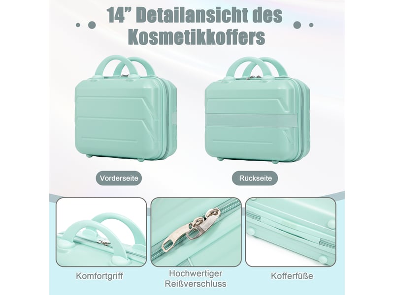 Set de 2 valises rigides,1914 pouces,avec serrure à code,abs,vert menthe - Conforama D
