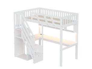 Lit mezzanine 90x200 cm <strong>LEYTN</strong>  <strong></strong> coloris blanc