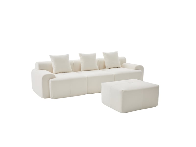  Canapé d'angle modulaire en l 3 places avec pouf - mousse à mémoire de forme sans montage  - Conforama A