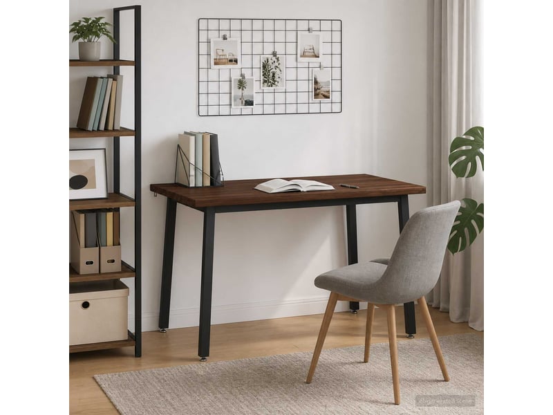 Table à manger moderne 120x80x75 cm bois d'acacia massif marron foncé et noir shl29940 - Conforama C
