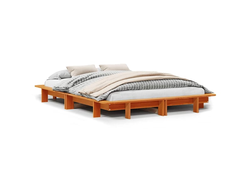  Lit double- lit adulte -  cadre de lit sans matelas  marron 120x190cm bois pin massif  - Conforama A