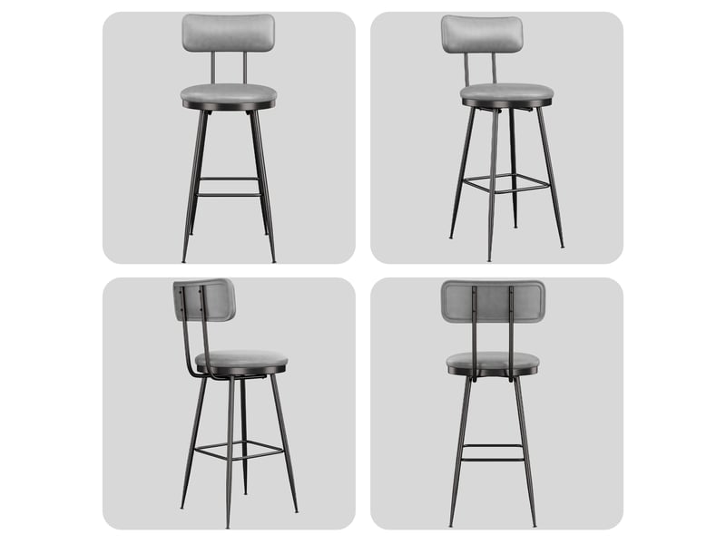  Tabouret de bar  lot de 4 - assise 65 cm - simili‑cuir gris foncé - structure métal  - Conforama W