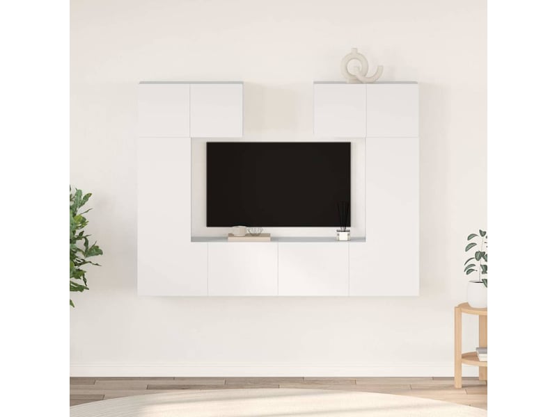  Ensemble de meubles tv - banc tv - meuble de rangement 6 pcs blanc bois d'ingénierie  - Conforama B