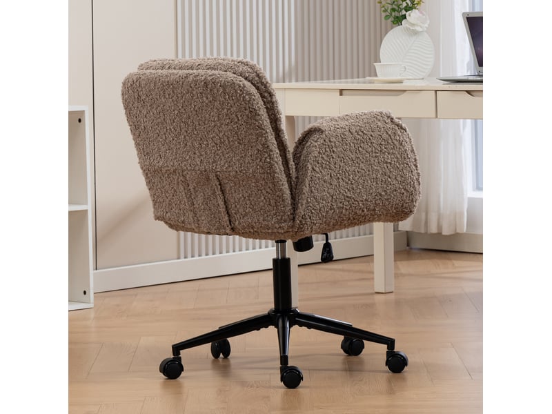  Fauteuil de bureau teddy marron pivotant réglable avec accoudoirs rabattables  - Conforama D