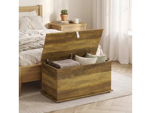 Coffre malle de rangement coffre à jouets dim. 80l x 40l x 45h cm effet bois miel
