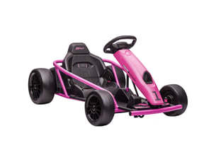 Karting électrique 24 v pour enfants, jusqu'à 13 kmh, avec fonction drift, équipé de 2 moteurs, pour les 8-12 ans, rose
