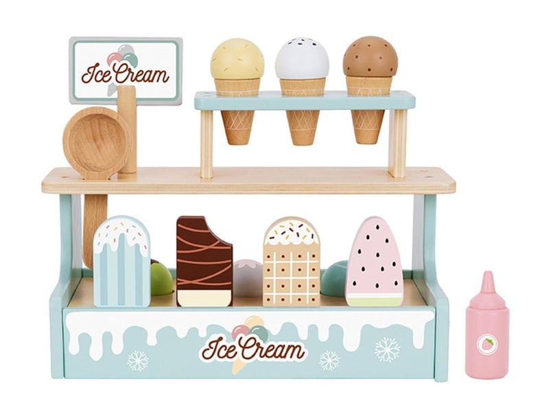  Marchande en bois tooky toy tj119 - stand de glaces 17 pièces 6972633377870 - Conforama D