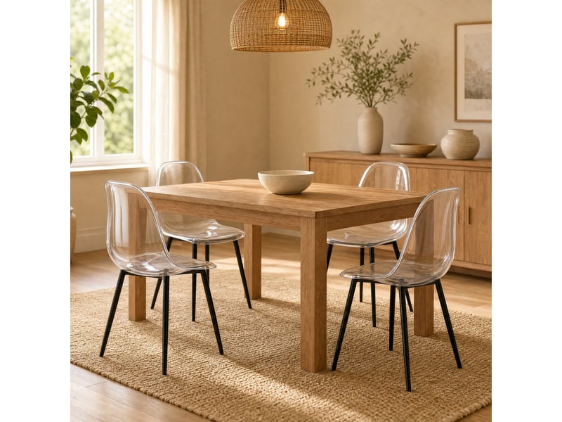  Lot de 4 chaises de salle à manger 44x45,7x83 cm,  design moderne,  assise confortable, antidérapantes, métal noir  - Conforama B