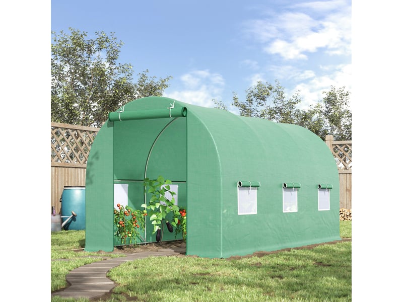  Serre de jardin 445x190x200 cm à toit cintré métal verte  - Conforama B