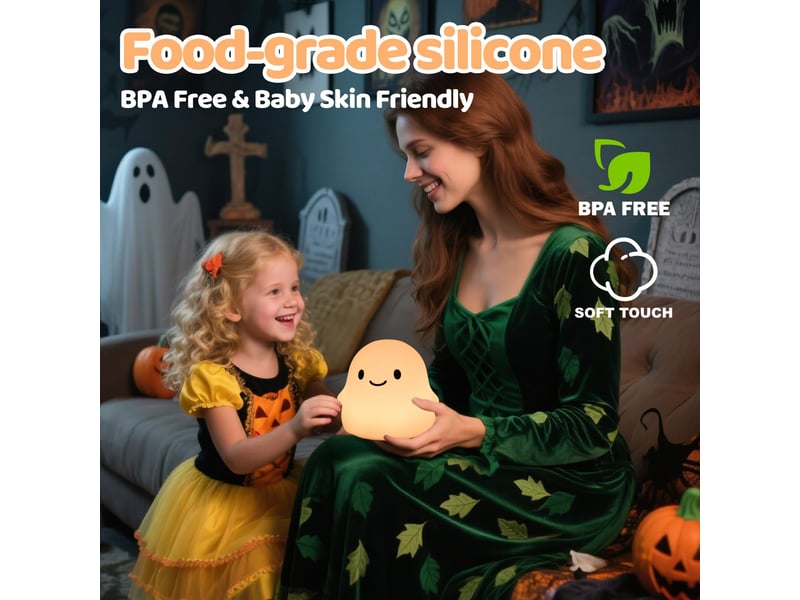  Veilleuse fantôme halloween pour chambre d’enfant, lampe moelleuse rechargeable usb avec minuterie  - Conforama C