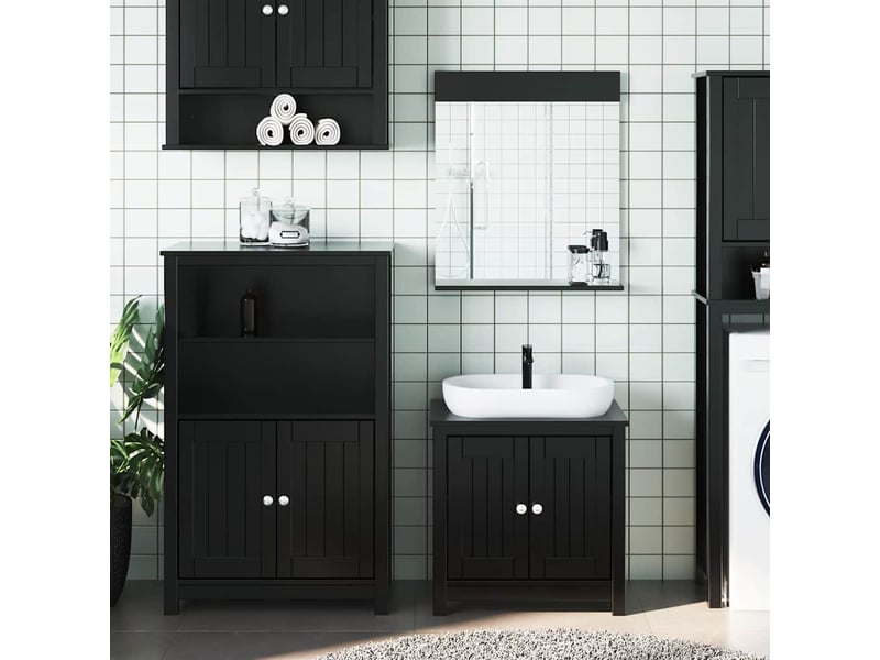 Ensembles de salle de bain, meubles de salle de bain 3 pcs berg noir bois de pin massif cf64778 - Conforama B