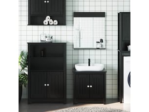 Ensembles de salle de bain, meubles de salle de bain 3 pcs berg noir bois de pin massif cf64778