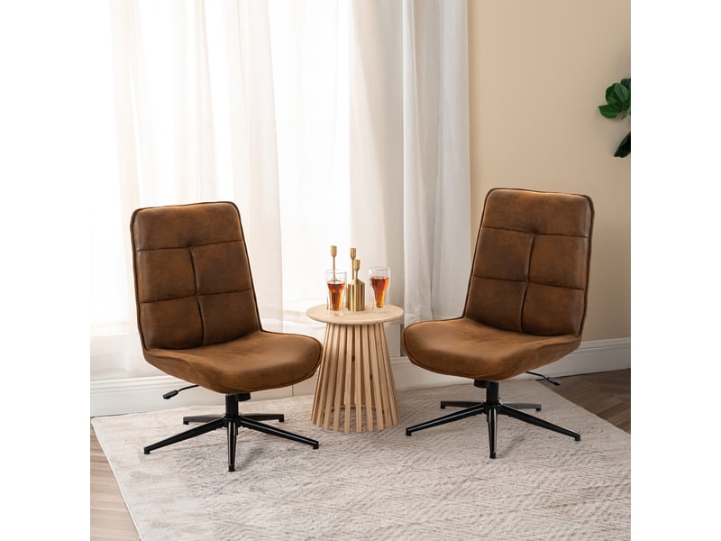 Fauteuil salon fonction d'inclinaison pivotant sur 360° avec dossier en suédine marron  - Conforama W