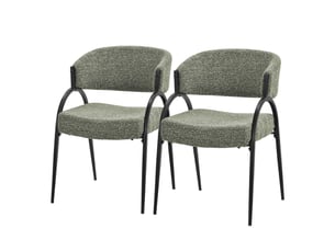 Ml-design lot de 2 chaises de salle à manger rembourrées en tissu bouclé, avec accoudoirs et dossier incurvée, cadre en acier, rembourrage confortable, pour salon cuisine bureau, 120 kg, vert