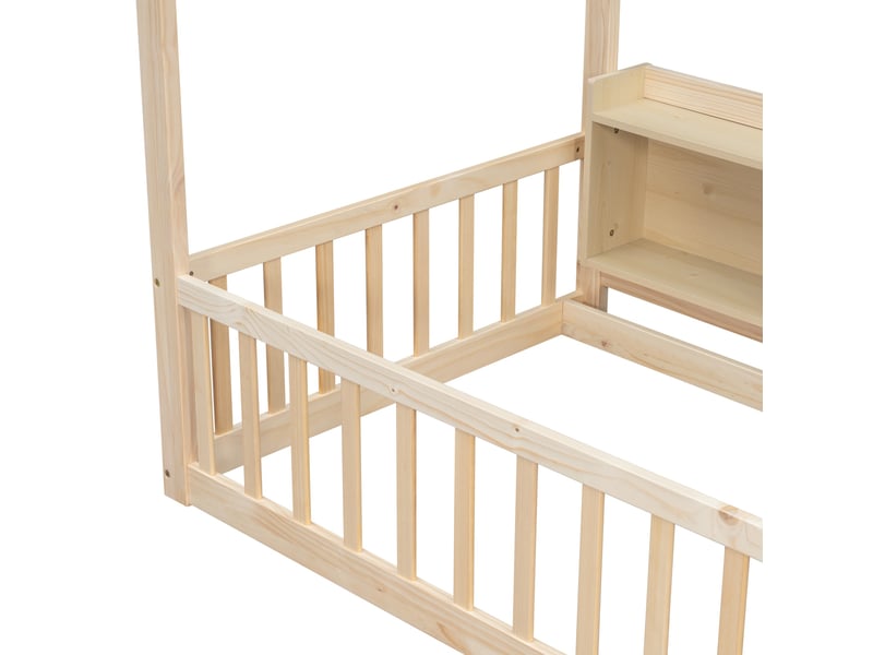 Lit cabane enfant 90x200 avec rangements et barrières evryae - Conforama C