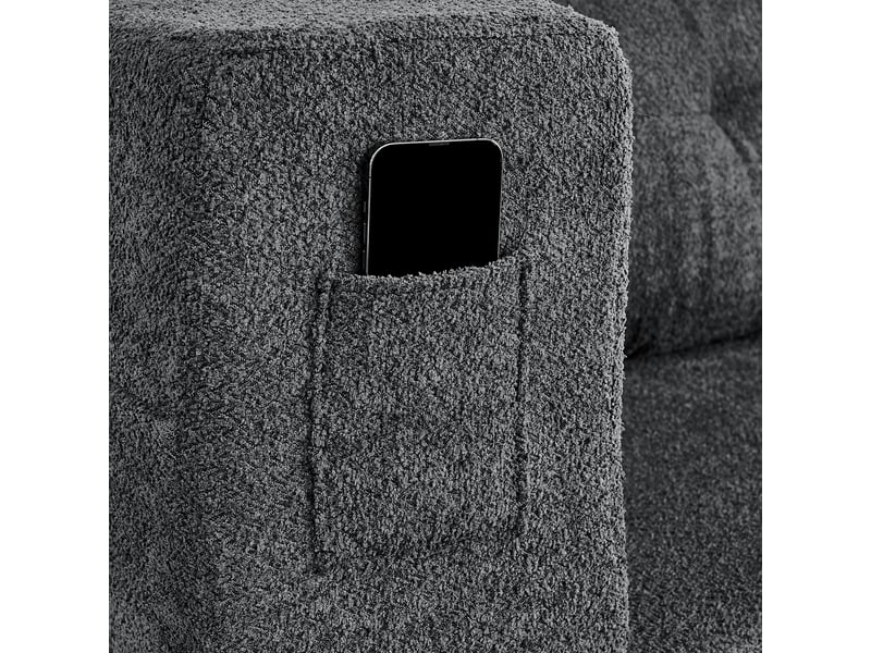  Fauteuil convertible modulable tissu gris foncé, canapé lit pliable avec rangement intégré et poches latérales pour salon moderne  - Conforama R