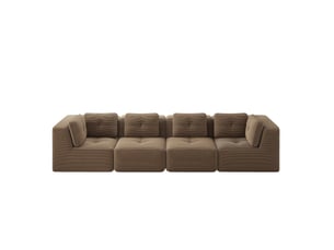 Canapé modulable 4 places en velours côtelé marron 386 x 104 x 69 cm