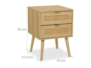 Table de chevet rectangulaire avec 2 tiroirs pratiques hauteur 55 x 40 x 41,5 cm en bois naturel 13_0016698