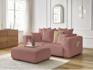 Canapé droit fixe BOBOCHIC SIDONIE 3 places Velours rose