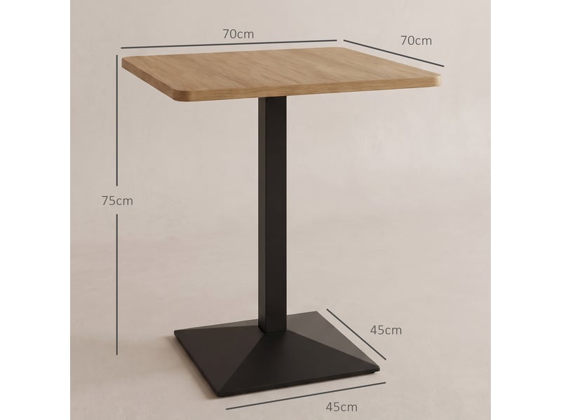  Table à manger carrée pour 2 personnes 70x70x75cm table de cuisine plateau effet bois piétement en acier marron foncé  - Conforama E