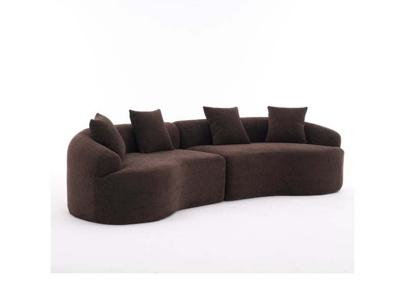 Canapé modulable incurvé 4 places en tissu marron foncé, design moderne pour le salon et les grands espaces - Conforama A
