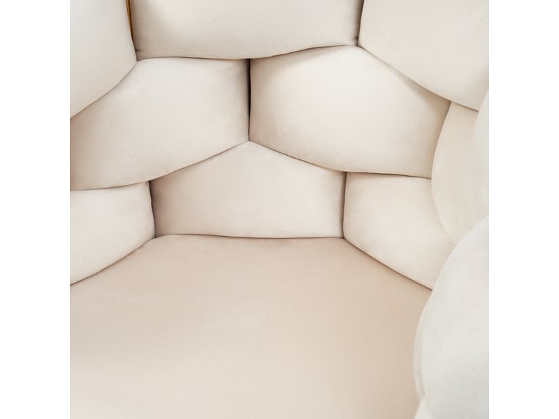  Lot de 6 chaises de salle à manger en velours beige, pieds en métal doré, design moderne, assise ergonomique  - Conforama E