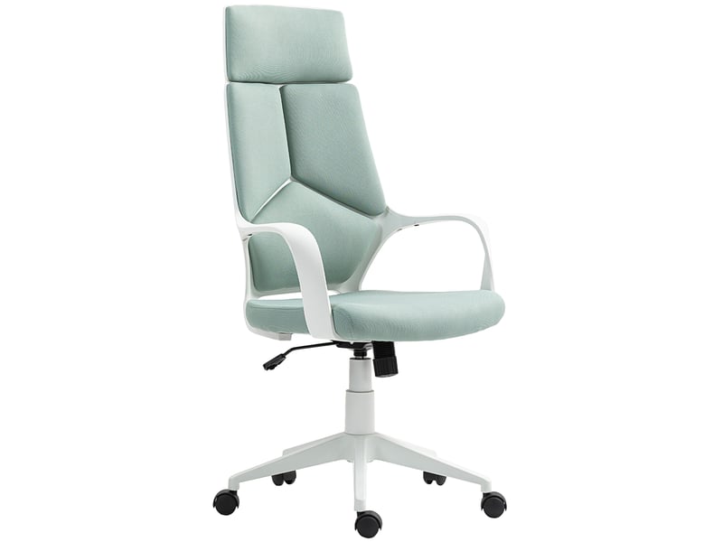  Chaise de bureau ergonomique en tissu verte, hauteur de l'assise réglable, avec roulettes  - Conforama B
