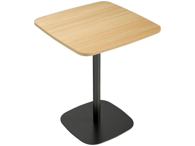  Table à manger 60 cm plateau en mdf table de cuisine format compact plateau carré piètement en acier finition aspect bois naturel détails noirs  - Conforama D
