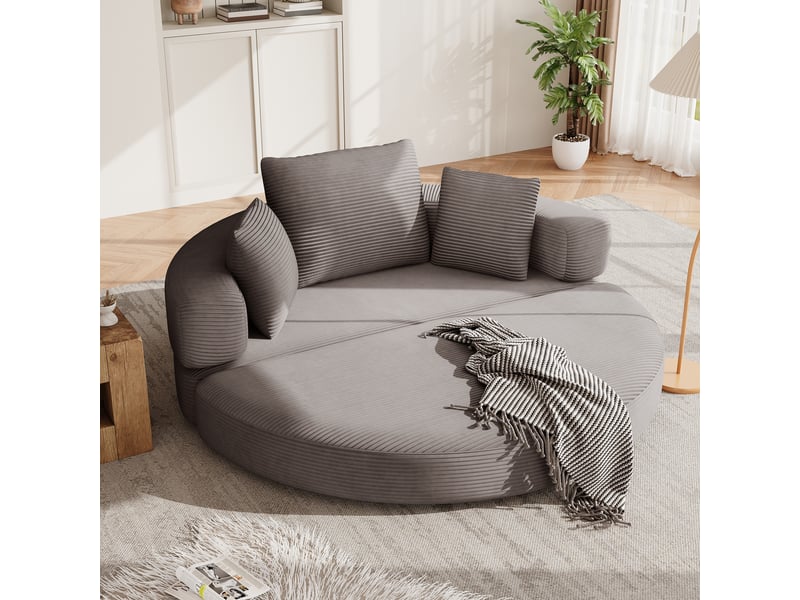 Canapé‑lit ovale modulable sans structure 173 x 176 cm, autoportant, revêtement velours côtelé, livré avec coussins, canapé‑lit pliable multifonction Fay Lum - Conforama D