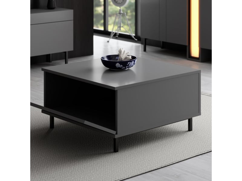  Table basse mdf anthracite - l75 x h40 x p75 cm - design moderne  - Conforama C