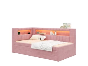 Lit gigogne 90x200 cm <strong></strong>  <strong>Qualité haut de gamme</strong> coloris rose
