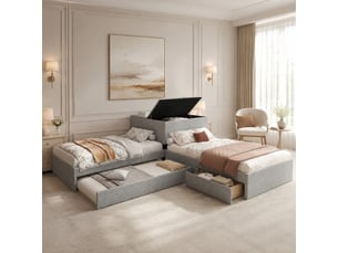Lit gigogne 90x200 cm <strong>MAISENTIEL</strong>  <strong></strong> coloris gris